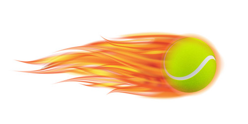 flaming tennis ball flying in fire vector