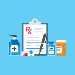 Medical prescription pad icon in flat style rx vector