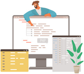 programmer engineering and coding set vector image