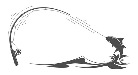 Fishing Rod with Hooked Fish Vector Image