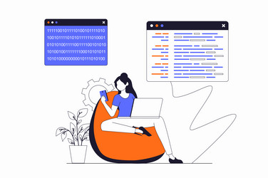 programmers working concept with people scene vector image