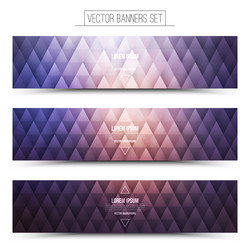 triangular structure light violet banners set vector image