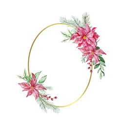 Watercolor christmas floral wreath vector