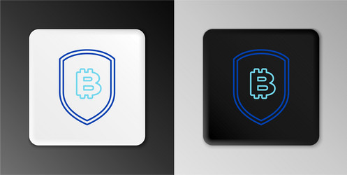 Line shield with bitcoin icon isolated on grey vector