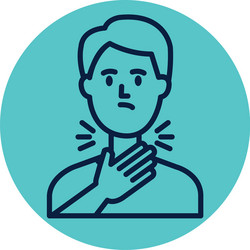 man with sore throat in frame circular vector image