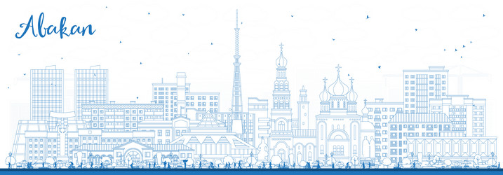 outline abakan russia city skyline with blue Vector Image