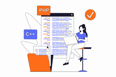 programmers working concept with people scene vector image