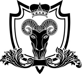 Royal Ram Shield with Crown Vector Image