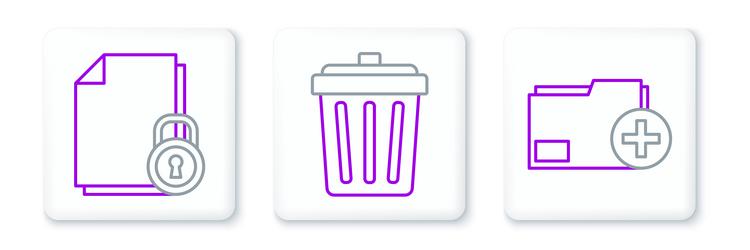 set line add new folder document and lock vector image