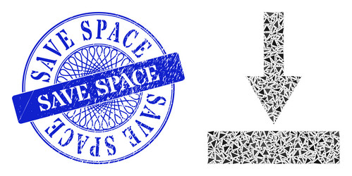 textured save space stamp and triangle move bottom vector image