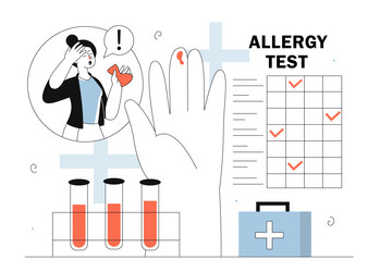 woman with allergy test line concept vector