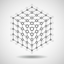 Cube of lines and dots molecular lattice vector