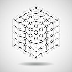 Cube of lines and dots molecular lattice vector