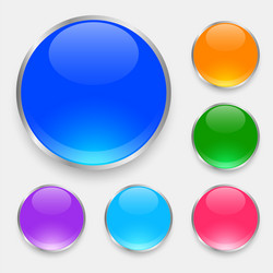 Glossy shiny buttons set in many colors vector