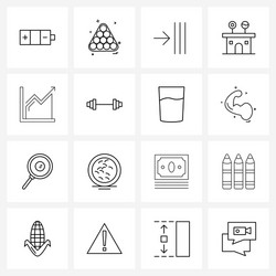 modern line 16 simple icons chart vector image