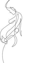 Pregnant woman one continuous line graphic vector