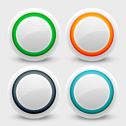 White user interface buttons set vector