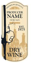 wine label with grapevine grape leaf and bottles vector image