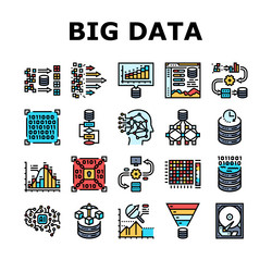 big data analytics hadoop icons set vector image