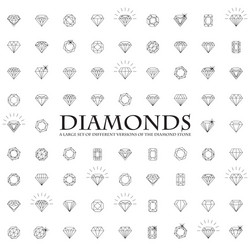 diamonds a large set of different versions vector image