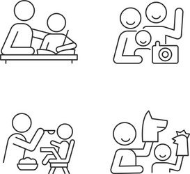 Effective parenting style linear icons set vector