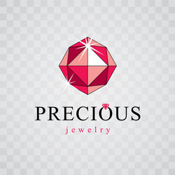 Glossy red ruby luxury diamond sign emblem logo vector