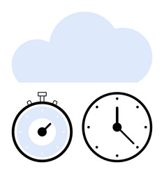 cloud computing concept with stopwatch and clock vector image