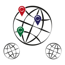 global map symbol color location pins earth globe vector image