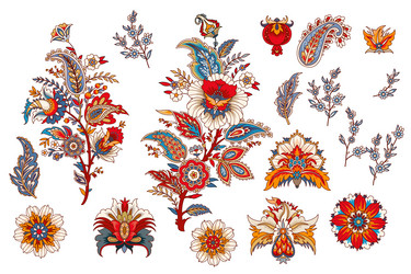 set of decorative elements with branches flowers Vector Image