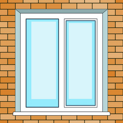 window on brick wall vector