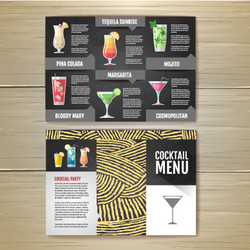 flat cocktail menu concept design vector