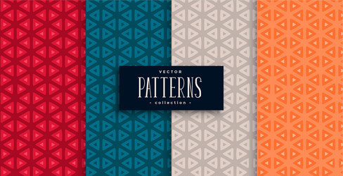 Geometric triangle patterns set and four colors vector