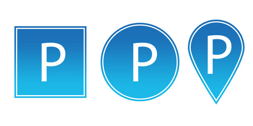 Icon with blue pin parking signs car vector