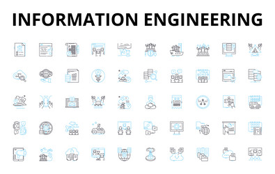 information engineering linear icons set database vector image