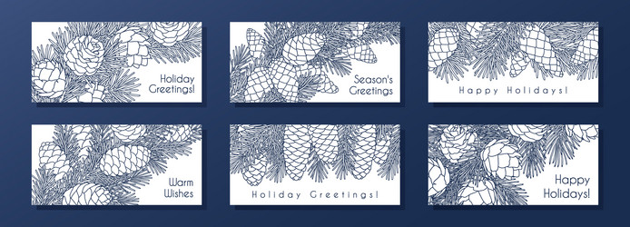 set of compositions with coniferous branches vector image