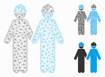 Workers mesh wire frame model and triangle vector