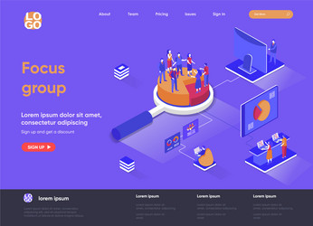 Focus group isometric landing page vector