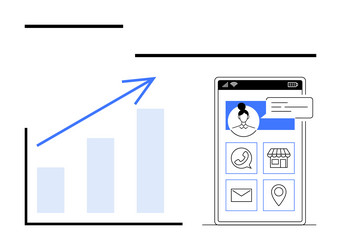 mobile app interface with user profile and growing vector image