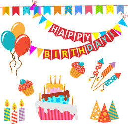 Retro Birthday Party Elements Vector Image