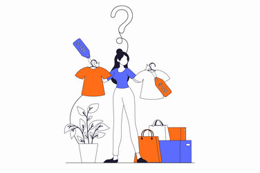 shopping concept with people scene in flat outline vector image