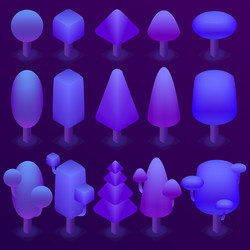 Isometric purple plants ultra violet trees vector