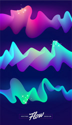 Set of abstract multicolored flow design elements vector