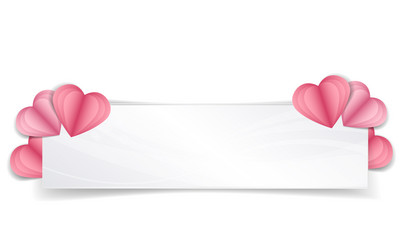Paper hearts with cloud pink background Royalty Free Vector