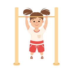 Young Girl Performing Chin-Up Exercise Vector Image