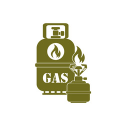 camping stove with gas bottle icon vector