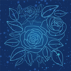 Blue outline roses seamless pattern Royalty Free Vector