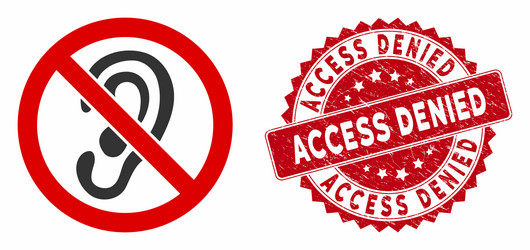 no listen icon with textured access denied seal vector image