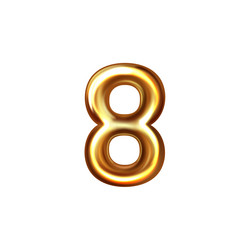 3d golden embossed number eight on white vector