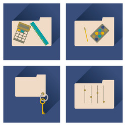 concept of flat icons with long shadow folder vector image