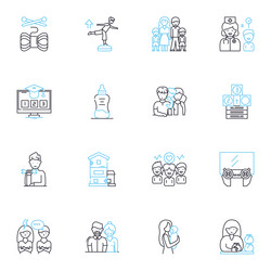 Friends linear icons set companionship support vector